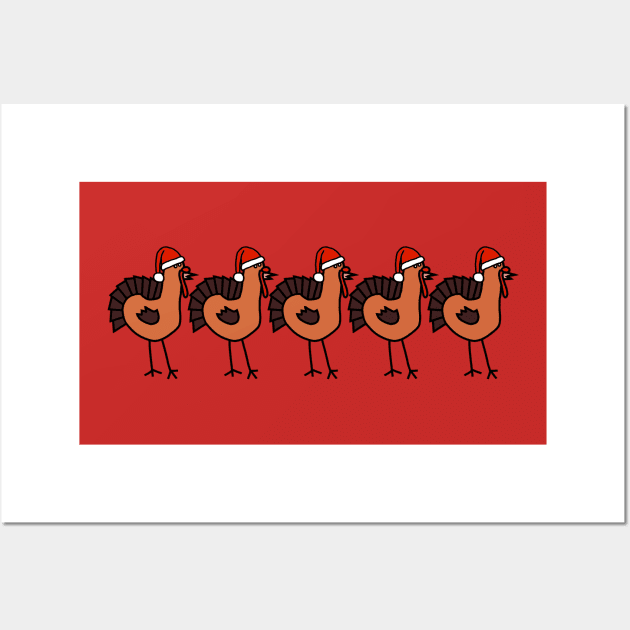 Christmas Turkey in Santa Hat Five Wall Art by ellenhenryart